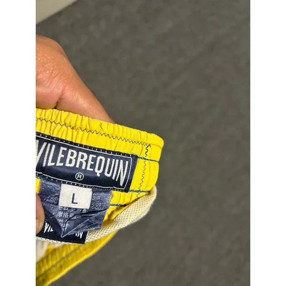 Vilebrequin swim trunks shorts mens blue Large logo lightweight beach lined read - Picture 3 of 9